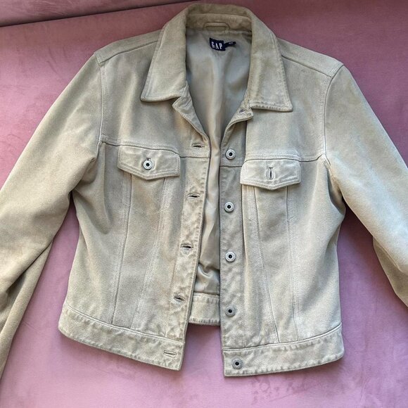 Suede Vintage Gap Button-Up Coat - Picture 1 of 5